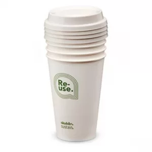 Aladdin Re-Use Sustain Cup & Lid 0.35L (Pack of 4) Re-Use Sustain Graphic