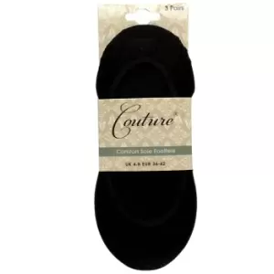 Couture Womens/Ladies Comfort Sole Liner Socks (Pack of 3) (One Size) (Black)