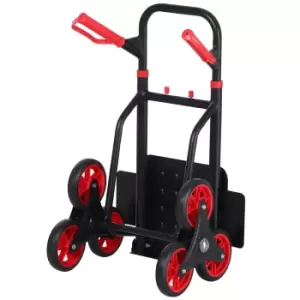Durhand Climbing Stairs Trolley Hand Trucks 6-Wheels Foldable Load Cart Steel - Black & Red