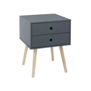 scandia, 2 drawer & wood legs bedside cabinet BSB110