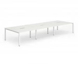 B2B White Frame Bench Desk 1200 White (6 Pod)