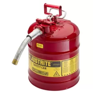 Justrite Safety container, steel, with flexible metal hose, capacity 19 l