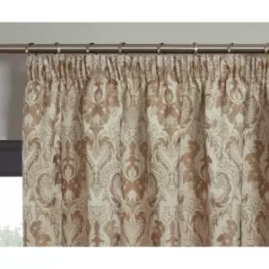 Tegola Pencil Pleat Curtain Pair Taped Top Ready Made Curtains Latte 66x54 - Latte