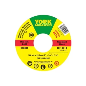 180X6X22.23 R30RBF DPC Inox Grinding Disc, Type 27