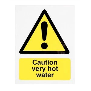 Stewart Superior KS001SAV Self Adhesive Rigid Vinyl Sign 50x75mm Pack of 5 Caution Very Hot Water