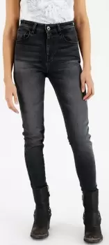 Rokker Tech High Waist Ladies Motorcycle Jeans, black-grey, Size 33 for Women, black-grey, Size 33 for Women