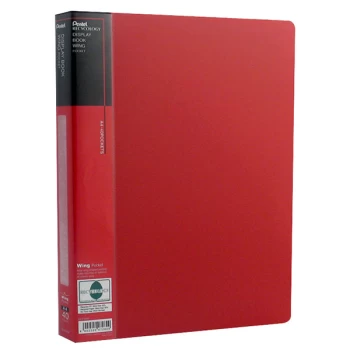 Pentel DCF444B Display Book - Wing Type - Red - 40 Pockets - A4 Size