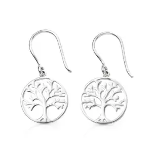 Allegory Symbols Silver Circle Tree of Life Drop Earrings