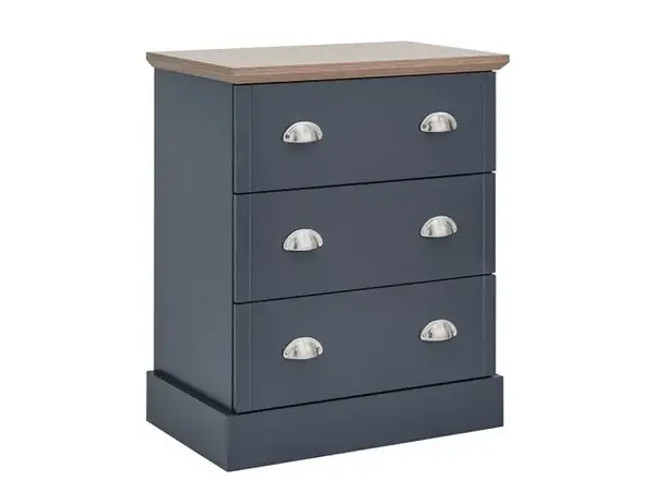 GFW Kendal Slate Blue and Oak 3 Drawer Chest of Drawers