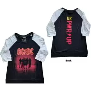 AC/DC - PWR-UP UK Ladies XXX-Large Raglan T-Shirt - Black,White