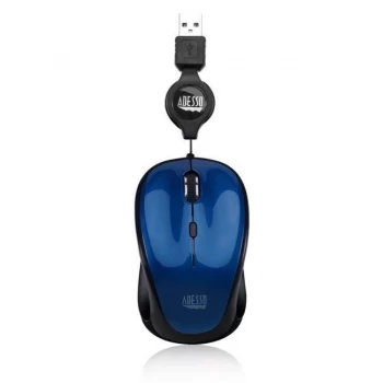 Adesso iMouse S8L Retractable Mini 3-Button RGB Optical Mouse - Blue