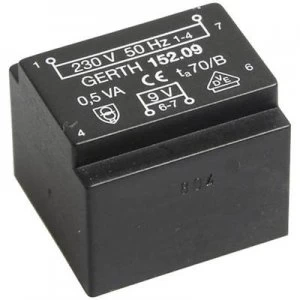 PCB mount transformer 1 x 230 V 1 x 15 V AC 0.50 VA 33 mA