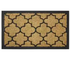 JVL 40x70cm Comfort Rubber Scrape Coir Doormat - Round Pattern