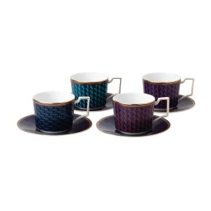Wedgwood Byzance Accent Teacup Saucer Set Of 4