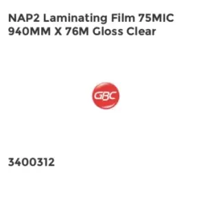 GBC NAP2 Laminating Film 75mic 940mm x 76m Gloss Clear