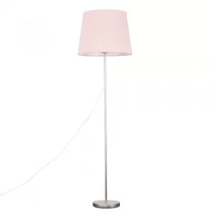 Charlie Brushed Chrome Floor Lamp with XL Dusty Pink Aspen Shade