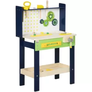 Homcom - Tool Bench for Kids, Wooden Workbench w/ 27 Pieces 55 x 30 x 78cm - Multi Color