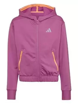 adidas Junior Girls 3 Cold Ready Training Icons Zip Through Hoody, Bright Purple, Size 14-15 Years, Women