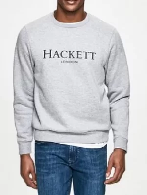 Hackett Logo Sweatshirt, Grey Marl, Size L, Men