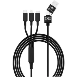 Smrter USB charging cable USB 2.0 USB-A plug, USB-C plug, Apple Lightning plug, USB Micro-B plug 1.20 m Black SMRTER_HYDRA_ULT_BK