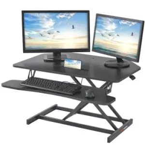 VEVOR Standing Desk Converter, Two-Tier Stand up Desk Riser, 36" Large Sit to Stand Desk Converter, 5.5-20.1 inch Adjustable Height, for Monitor, Keyb