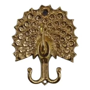 Small Gold Metal Peacock Double Coat Hook