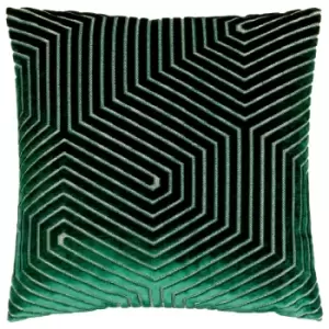 Evoke Cut Velvet Cushion Emerald, Emerald / 45 x 45cm / Polyester Filled