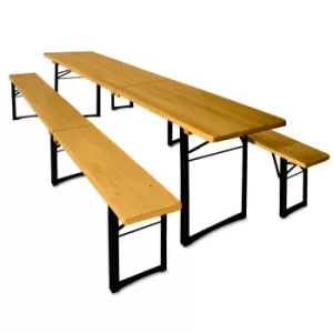 Beer Table and Bench Set Wood 7ft Foldable