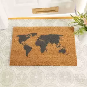 Artsy Doormats World Map Grey Doormat