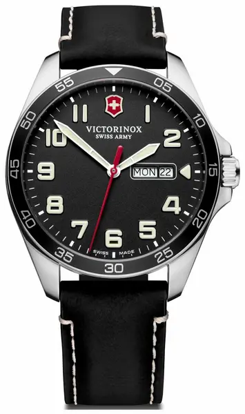 Victorinox 241846 Mens Fieldforce Black Leather Strap Watch