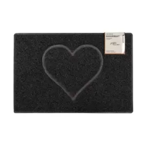 Oseasons Heart Large Embossed Doormat - Black