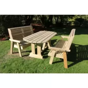 Churnet Valley - Ergo Table Bench Set - Sits 6, wooden garden dining furniture