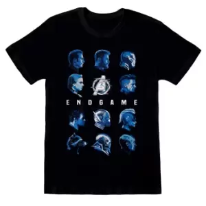 Avengers Endgame Unisex Adult Faces T-Shirt (L) (Black/Blue)