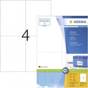 Herma 4676 Labels 105 x 148mm Paper White 400 pc(s) Permanent All-purpose labels, Franking labels Inkjet, Laser, Copier 100 Sheet A4