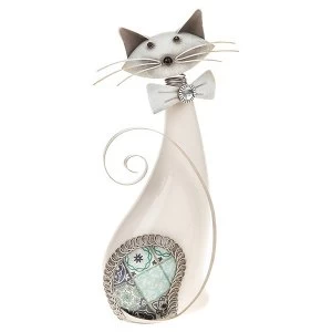 Country Blue Sitting Cat Large Ornament