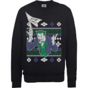 DC Batman Happy Holiday The Joker Black Christmas Sweatshirt - XXL - Black