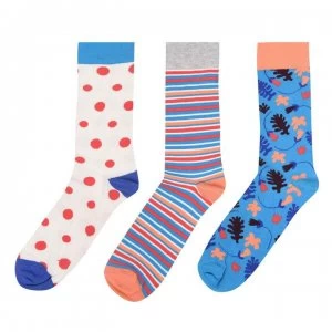 Happy Socks 3 Pack Striped Socks - Blue/Orng 6700