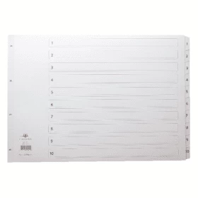Concord Classic Index Mylar-reinforced Oblong Punched 4 Holes 1-10 A3 White Ref 04601/CS46