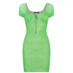 Daisy Street Mesh Mini Dress - Green