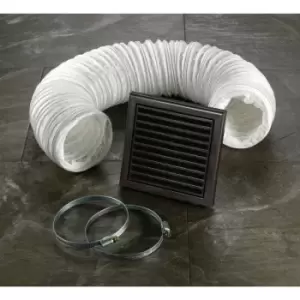 Brown Fixed Grille 3m Flexible Ducting Extractor Fan Accessory Kit with Hose Clamps - 32500 - Brown - HIB