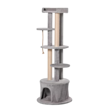 Cat Tree Kitten Tower for Indoor Cats Multi-level Activity Centre Pet Furniture with Scratching Post Condo Hanging Ropes Plush Perches Grey - Pawhut