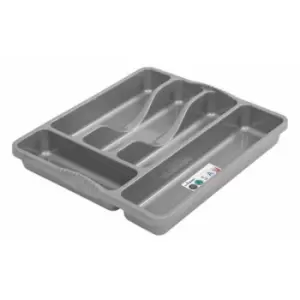 Wham - Plastic Kitchen Cutlery Tray Organiser Rack Holder Drawer Insert Tidy Storage - Silver