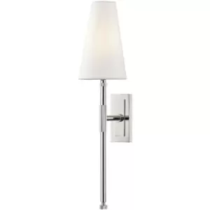 Bowery 1 Light A Wall Sconce Polished Nickel, Linen