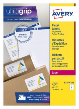 Avery Ultragrip Laser Labels 139x99.1mm White Pack of 400 L7169-100