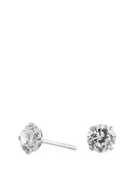 Simply Silver 6Mm Round Brilliant Cubic Zirconia Stud Earrings
