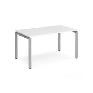 Bench Desk Single Person Starter Rectangular Desk 1400mm White Tops With Silver Frames 800mm Depth Adapt
