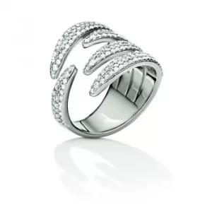 Ladies Folli Follie Sterling Silver Fashionably Silver Wrap Sparkle Ring Size L.5