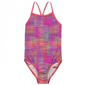 Slazenger Bound Back Swimming Costume Junior Girls - Purple/Coral