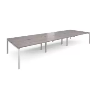 Adapt triple back to back desks 4800mm x 1600mm - white frame and grey oak top