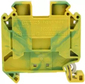 Phoenix Contact Green/Yellow UT 16-PE Earth Terminal Block, 16 4 AWG, 1.5 25mm, ATEX